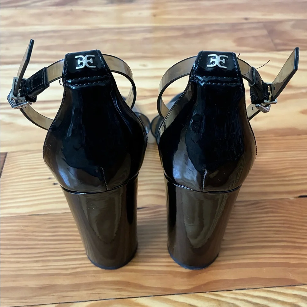 Sam Edelman Yaro Sheer Ankle Strap Block Heel Sandals Size 8 1/2